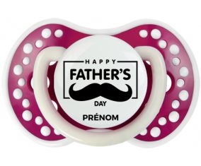 Happy father's day style 2 + prénom : 0/6 mois - Fuchsia phosphorescente embout Lovi Dynamic