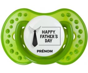 Happy father's day style 3 + prénom : 0/6 mois - Vert classique embout Lovi Dynamic