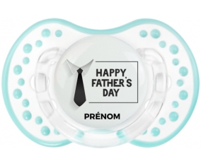 Happy father's day style 3 + prénom : 0/6 mois - Retro-blanc-lagon classique embout Lovi Dynamic