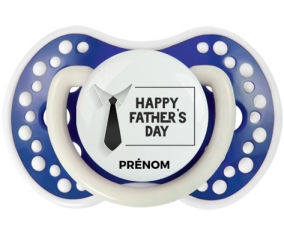 Happy father's day style 3 + prénom : 0/6 mois - Bleu-marine phosphorescente embout Lovi Dynamic