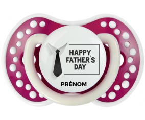 Happy father's day style 3 + prénom : 0/6 mois - Fuchsia phosphorescente embout Lovi Dynamic