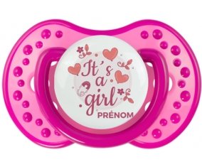 It's a girl + prénom : 0/6 mois - Rose classique embout Lovi Dynamic