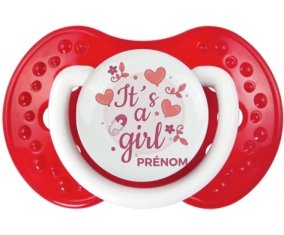 It's a girl + prénom : 0/6 mois - Blanc-rouge classique embout Lovi Dynamic