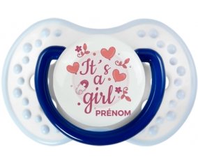 It's a girl + prénom : 0/6 mois - Marine-blanc-bleu classique embout Lovi Dynamic