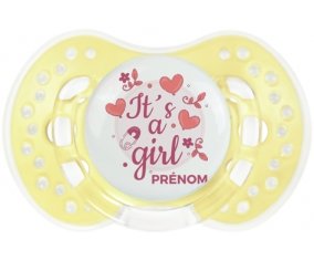 It's a girl + prénom : 0/6 mois - Trendy-jaune classique embout Lovi Dynamic