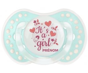 It's a girl + prénom : 0/6 mois - Retro-turquoise-lagon classique embout Lovi Dynamic