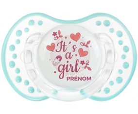 It's a girl + prénom : 0/6 mois - Retro-blanc-lagon classique embout Lovi Dynamic