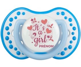 It's a girl + prénom : 0/6 mois - Blanc-bleu phosphorescente embout Lovi Dynamic