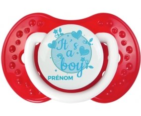 It's a boy + prénom : 0/6 mois - Blanc-rouge classique embout Lovi Dynamic