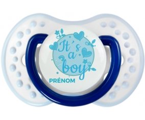 It's a boy + prénom : 0/6 mois - Marine-blanc-bleu classique embout Lovi Dynamic
