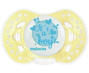 It's a boy + prénom : 0/6 mois - Trendy-jaune classique embout Lovi Dynamic