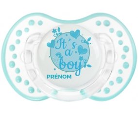 It's a boy + prénom : 0/6 mois - Retro-blanc-lagon classique embout Lovi Dynamic
