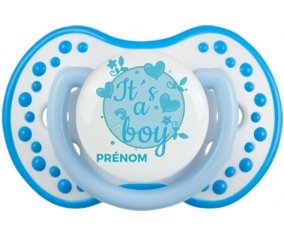 It's a boy + prénom : 0/6 mois - Blanc-bleu phosphorescente embout Lovi Dynamic