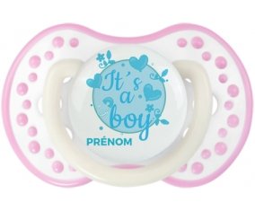 It's a boy + prénom : 0/6 mois - Blanc-rose phosphorescente embout Lovi Dynamic