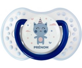 Chat anniversaire + prénom : 0/6 mois - Marine-blanc-bleu classique embout Lovi Dynamic