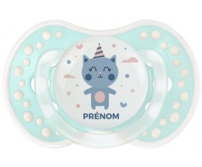 Chat anniversaire + prénom : 0/6 mois - Retro-turquoise-lagon classique embout Lovi Dynamic