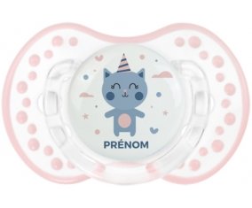 Chat anniversaire + prénom : 0/6 mois - Retro-blanc-rose-tendre classique embout Lovi Dynamic