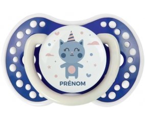 Chat anniversaire + prénom : 0/6 mois - Bleu-marine phosphorescente embout Lovi Dynamic