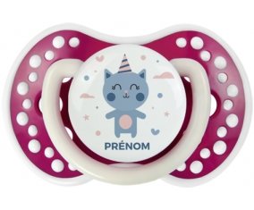 Chat anniversaire + prénom : 0/6 mois - Fuchsia phosphorescente embout Lovi Dynamic