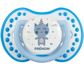 Chat anniversaire + prénom : 0/6 mois - Blanc-bleu phosphorescente embout Lovi Dynamic