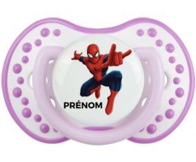 Spiderman + prénom : 0/6 mois - Blanc-mauve classique embout Lovi Dynamic