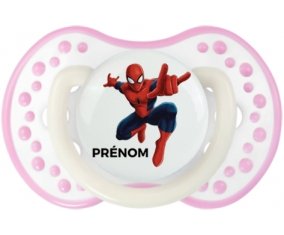 Spiderman + prénom : 0/6 mois - Blanc-rose phosphorescente embout Lovi Dynamic