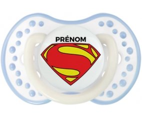 Superman + prénom : 0/6 mois - Blanc-cyan classique embout Lovi Dynamic