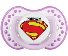 Superman + prénom : 0/6 mois - Blanc-mauve classique embout Lovi Dynamic