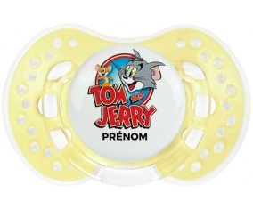 Tom & Jerry + prénom : 0/6 mois - Trendy-jaune classique embout Lovi Dynamic