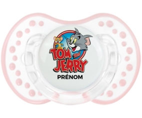 Tom & Jerry + prénom : 0/6 mois - Retro-blanc-rose-tendre classique embout Lovi Dynamic