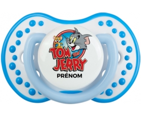 Tom & Jerry + prénom : 0/6 mois - Blanc-bleu phosphorescente embout Lovi Dynamic