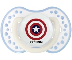 Captain america + prénom : 0/6 mois - Blanc-cyan classique embout Lovi Dynamic