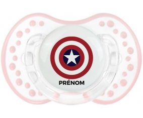Captain america + prénom : 0/6 mois - Retro-blanc-rose-tendre classique embout Lovi Dynamic