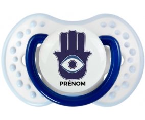 Main de Fatma + prénom : 0/6 mois - Marine-blanc-bleu classique embout Lovi Dynamic