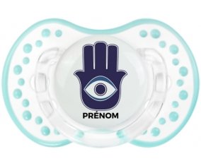 Main de Fatma + prénom : 0/6 mois - Retro-blanc-lagon classique embout Lovi Dynamic