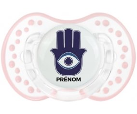 Main de Fatma + prénom : 0/6 mois - Retro-blanc-rose-tendre classique embout Lovi Dynamic