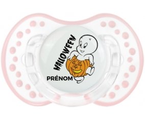 Halloween casper + prénom : 0/6 mois - Retro-blanc-rose-tendre classique embout Lovi Dynamic