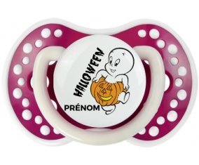 Halloween casper + prénom : 0/6 mois - Fuchsia phosphorescente embout Lovi Dynamic