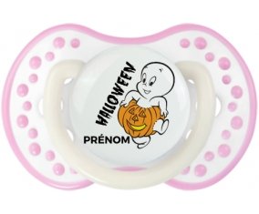 Halloween casper + prénom : 0/6 mois - Blanc-rose phosphorescente embout Lovi Dynamic