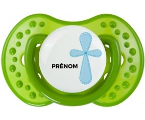 Tetine It's a boy croix bleue + prénom embout LOVI Dynamic personnalisée