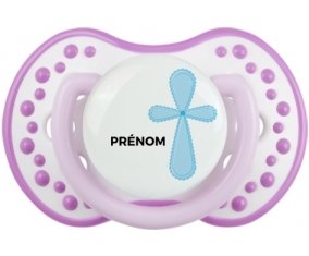 It's a girl croix rose + prénom : 0/6 mois - Blanc-mauve classique embout Lovi Dynamic