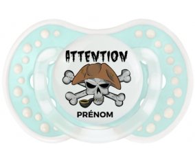 Attention pirate + prénom : 0/6 mois - Retro-turquoise-lagon classique embout Lovi Dynamic