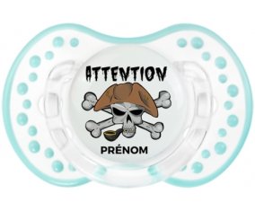 Attention pirate + prénom : 0/6 mois - Retro-blanc-lagon classique embout Lovi Dynamic