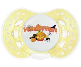 Halloween style 2 + prénom : 0/6 mois - Trendy-jaune classique embout Lovi Dynamic