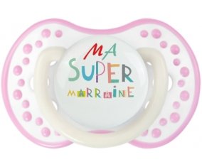 Ma super marraine + prénom : 0/6 mois - Blanc-rose phosphorescente embout Lovi Dynamic