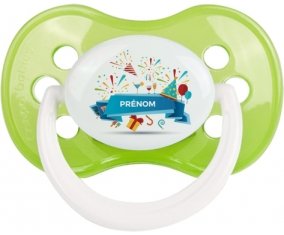 Joyeux anniversaire style 1 + prénom : Vert classique embout anatomique