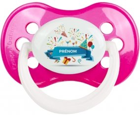 Joyeux anniversaire style 1 + prénom : Rose foncé classique embout anatomique