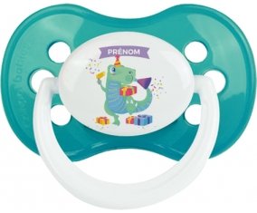 Joyeux anniversaire style 2 + prénom : Turquoise classique embout anatomique