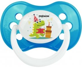 Joyeux anniversaire style 3 + prénom : Cyan classique embout anatomique
