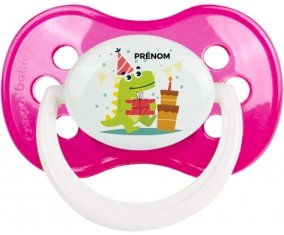 Joyeux anniversaire style 3 + prénom : Rose foncé classique embout anatomique